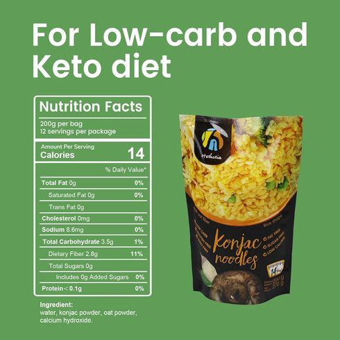 (9.52 oz, Pack 6) Hethstia Konjac Rice Noodle, Low-Calorie Shirataki Rice for Keto and Paleo Diets, Sugar-Free, Vegan