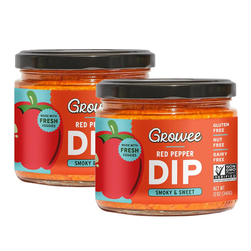 Growee Vegan Red Pepper Dip (2 Pack) | Alternative to Queso &