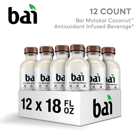 18 12 Pack Bai Antioxidant Infused Water Beverage, Molokai Coconut, with Vitamin C and No Artificial Sweeteners, Fluid