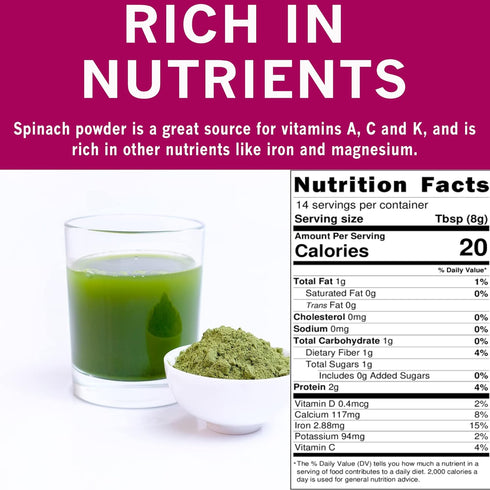 4 oz, SPICES VILLAGE Dried Spinach Powder, Natural Ground Spinach Leafs, Whole Leaf Spinach Powder, Kosher, Gluten