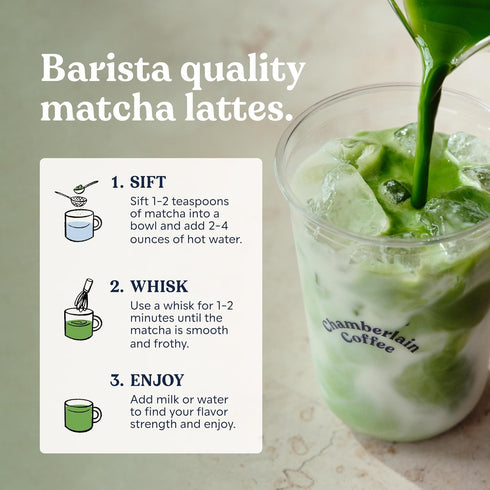 (30g 1.06 oz) Chamberlain Coffee Ceremonial Matcha Green Tea Powder - First Harvest - Japanese Green Tea + Original