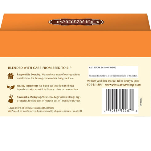 Tea,18 Count (Pack 5) Celestial Seasonings Tea Bags Sweet Harvest Pumpkin Black