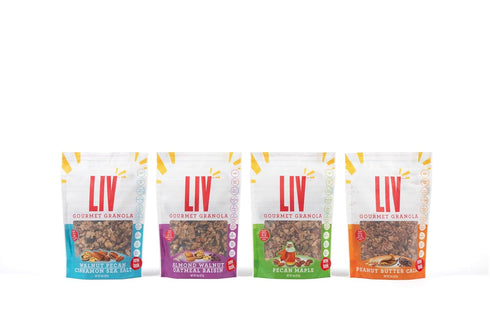 Liv Gourmet Granola Variety Pack - 8oz (Pack of 4) | Healthy, Nutrient-Dense Snack, Breakfast