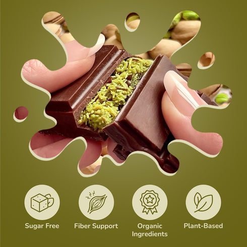 (2.37oz/65g) Rawmantic Dubai Chocolate Knafeh Pistachio Plant-Based, Vegan, Made From Dairy-Free Dark Chocolate, Cacao