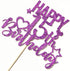 INNORU Purple Glitter Happy 15th Birthday Cake Topper - Cheers to 15 Years, Teenager Children's Party Decorations
