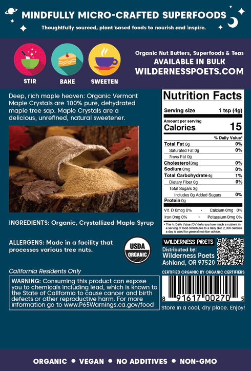 (32 2 Wilderness Poets Organic Maple Sugar Crystals Ounce - Pound)