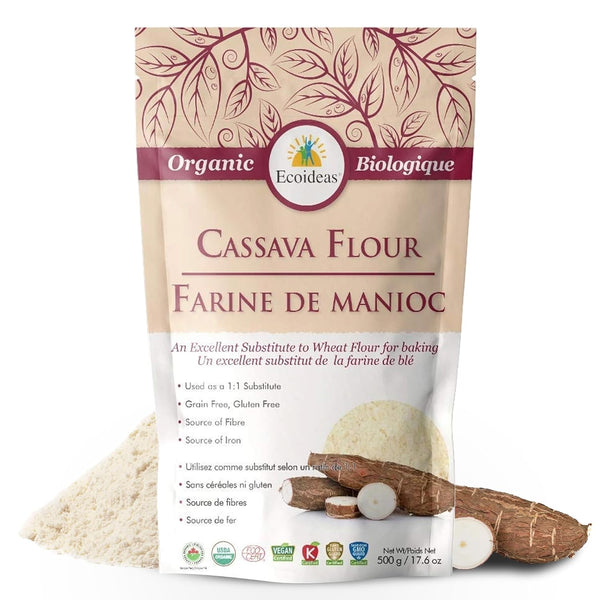 Ecoideas Organic Cassava Flour 500g Gluten-Free, Grain-Free, Non-GMO Ideal for Baking and
