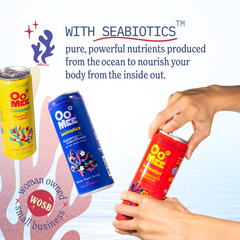 Pack| 12oz 12-Pack OoMee Prebiotic Drink | Variety Plant-Based Vegan Beverage with Marine-Sourced Agar Prebiotics