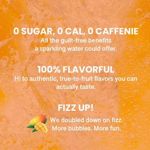 11.16 oz (Pack 24) CHI FOREST Mango Sparkling Water Beverage, Zero Sugar Drinks, Zero Artificial Flavor, fl Cans