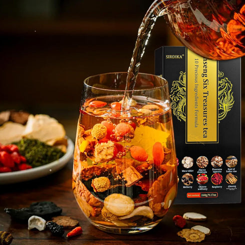 10 260g/Box (10 bags/1Box) Kidney Tea Formula Ginseng Six Treasure Tea, Precious Ingredients Formula, Ginseng Five