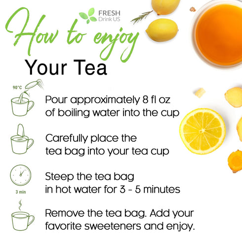 Premium 75 Lemon Ginger Tea Bags: 100% Natural Ingredients, Eco-conscious Herbal Tea, No Sugar, No Caffeine