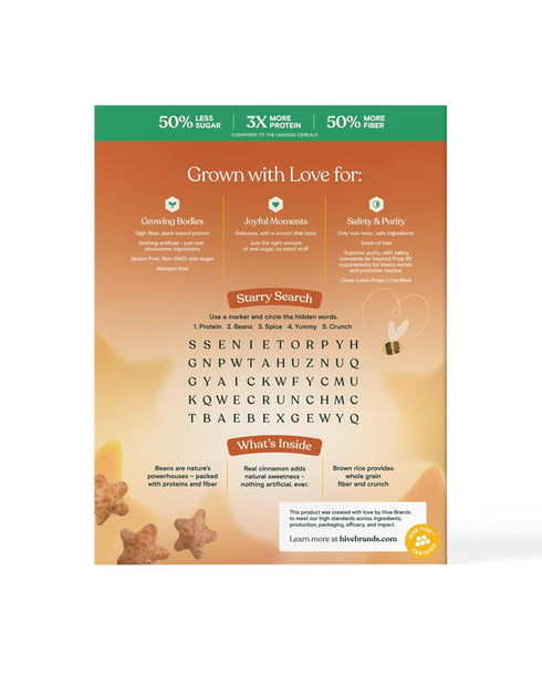 6g 2 Pack, 7.5oz Love Grown Gluten-Free Bean Stars Cereal - Plant-Based, Vegan, Non-GMO Certified - Added Sugar, High