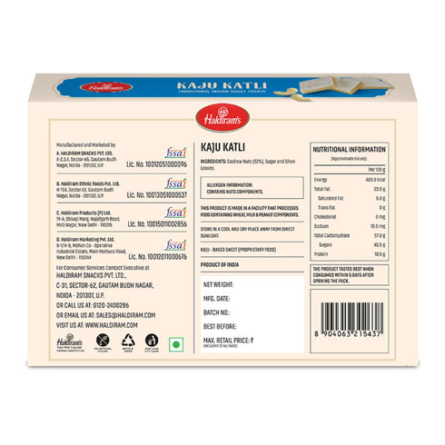 Haldiram's 200 1 Kaju Katli, Vegetarian, G X Box