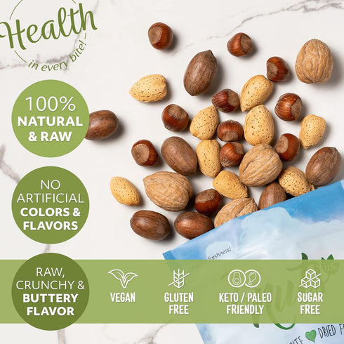 |Packed (2 LBS) NUTS U.S. Mixed Nuts In Shell (Almonds, Walnuts, Hazelnuts, Pecans) | No Added Colors and No Artificial