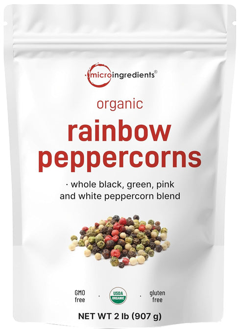 Micro Ingredients Organic Whole Rainbow Peppercorns, 2lbs | Premium Whole Peppercorns for