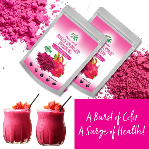 8 Oz CHAVI Freeze-Dried Dragon Fruit Powder - - (Pink Pitaya/Pitahaya), For Shakes, Baking & Smoothie, No Added Sugars