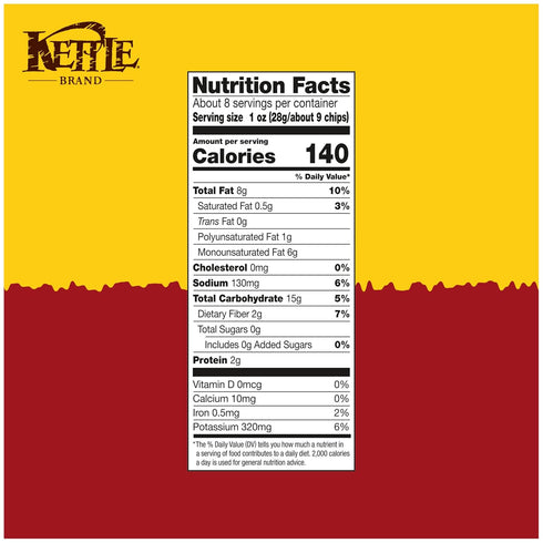 7.5 Oz Kettle Brand Potato Chips, Krinkle Cut, Habanero Lime Kettle Chips