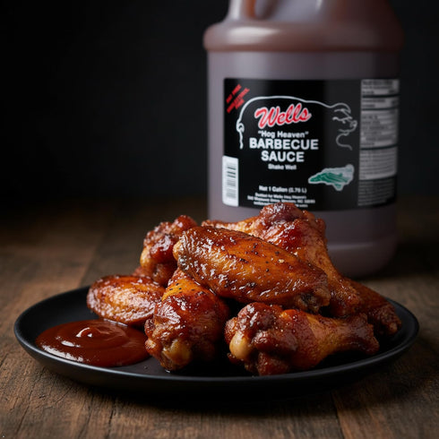 (1 Wells Hog Heaven Barbecue Sauce Gallon) | Carolina Vinegar Based Barbecue Sauce | No High Fructose Corn Syrup |