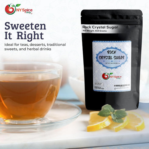 1 NY SPICE SHOP Rock Sugar Pound Bag Whole Rocks Candy Sugar Crystals Rock Candy Rock Sugar for Tea, Cakes