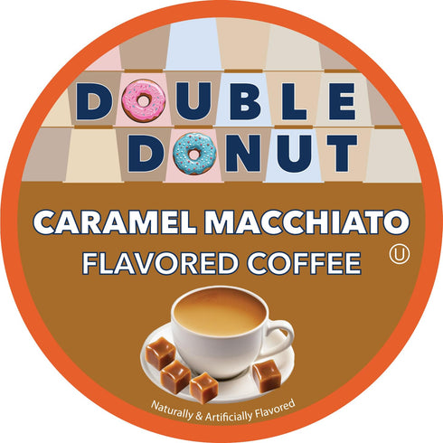 80 Count Double Donut Coffee Double Donut Caramel Macchiato Flavored Coffee Pods - Caramel Coffee in Single Serve