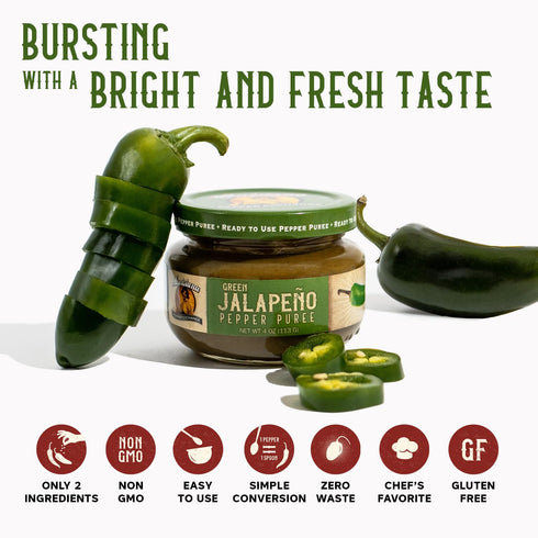 Louisiana Pepper Exchange Green Jalapeno Pepper Puree Sauce, 2 Pack - Plant-Based, Gluten-Free