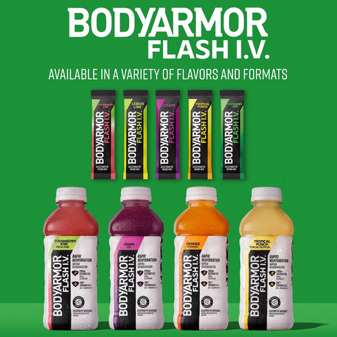 Packets, Packs, (6 Count) BODYARMOR Flash IV Electrolyte Lemon Lime - Zero Sugar Drink Mix, Single Serve Coconut Water
