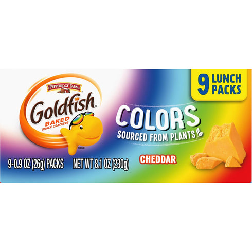 Pack, 0.9 oz, 9 Multi-Pack (Pack 2) Goldfish Colors Cheddar Crackers, Snack CT Tray