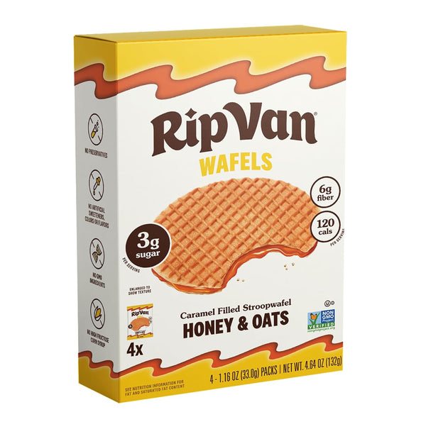 RIP VAN WAFELS Honey & Oats Wafel Cookies, 4.64 OZ