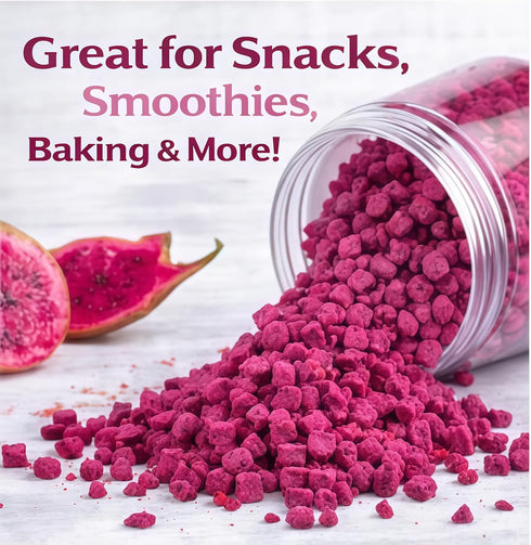 WildSap Emeralds 7.7oz (218g) 100% Freeze Dried Red Dragon Fruit Dices - Value Size Jar, Red Pitaya, No Sugar Added