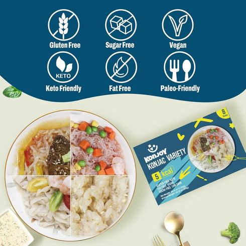 Pack, 8 Pack 5 KONJOY Konjac Shirataki Noodle Variety Spaghetti, Fettuccine, Rice, Angel Hair, Low Carb Keto Pasta
