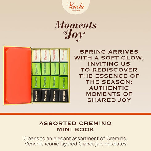 6.34 Oz, Venchi - Spring Mini Book with Assorted Cremini, Venchi Spring Collection, Gluten Free, Gift Idea, Mother's