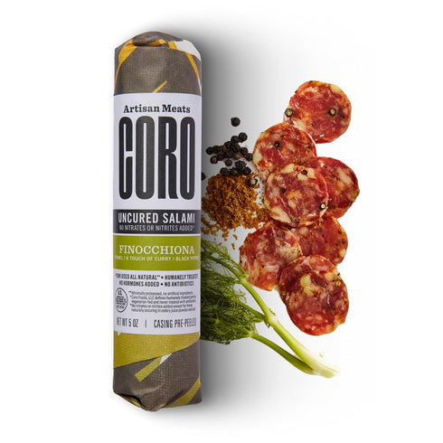 Coro Uncured Finocchiona Artisan Salami Stick 5oz | Fennel, Black Pepper &