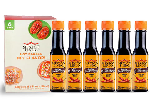 Mexico Lindo Picante Negra Hot Sauce Display, 5 fl oz, Pack of