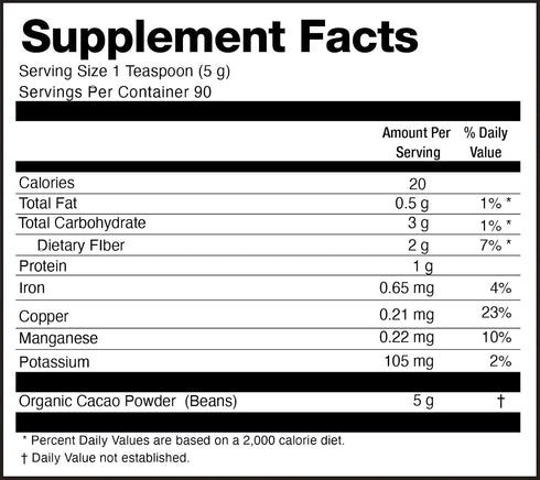 1 (1 LB)) Cacao Powder Organic - Pound - Unsweetened Premium Grade Superfood (Raw) - USDA & Vegan Certified - Perfect