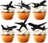 LETLIMIT 18pcs Black Glitter Silhouette Airplane Dessert Cupcake Topper Aviation Flying Theme Decorations