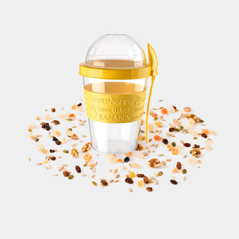 GanoOne Breakfast On the Go Cups, Take and Go Yogurt Cup with Topping Cereal or Oatmeal Container, Portable Lux Yogurt