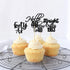 Gyufise 48 Pack Black Glitter Hello 40 Cupcake Toppers for 40th Birthday Anniversary Party Cake Decorations Supplies