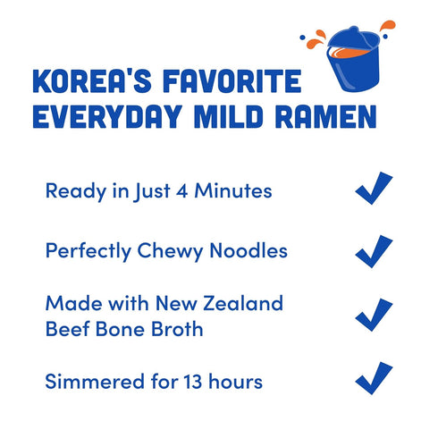 13-Hour Simmered 4 4.23 oz (Pack 18) OTOKI Jin Ramen Mild Korean Instant Ramen, Beef Bone Broth, Mild Savory Flavor