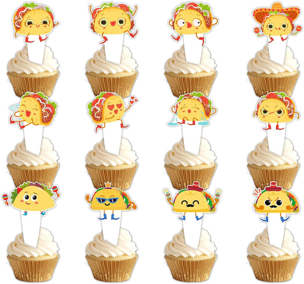 Uwaikin Cute Taco Bout Dessert Cupcake Topper Cheer to Mexican Yummy Food Fiesta