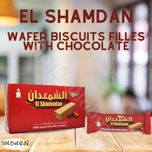 El Shamadan Wafer Biscuits with Premium Chocolate Cookies Roll Wafers - 12 Pcs Delicious Sweet Snacks
