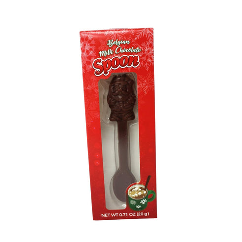 Albert's Pack 3 Belgian Milk Chocolate Hot Cocoa Stirring Spoons Assorted Holiday Characters, Christmas Stocking