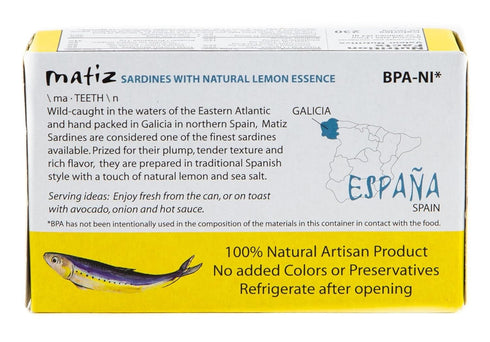 Matiz Sardines with Lemon, Packed in Olive Oil, 4.2 oz/120g Tin