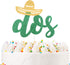 Dos Cake Topper Handmade Green Double Side Glitter Fiesta Party Decoration Supplies for Second Birthday