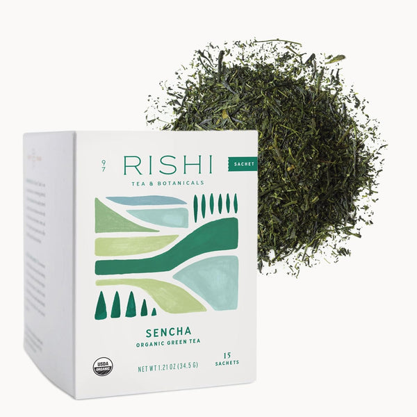 Rishi Tea Sencha Green Tea - Organic Sachet Bags, Caffeinated Japanese Green