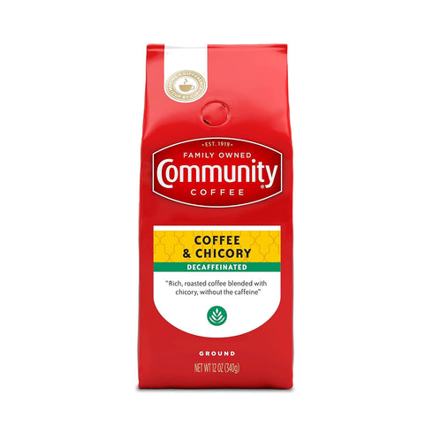 Community 36 12 (Pack 3) Coffee Coffee and Chicory Decaf Ounces, Medium Dark Roast Ground Coffee, Ounce Bag