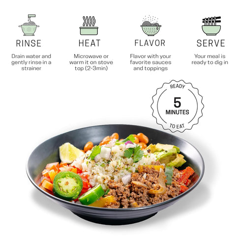 10 Packs Well Lean Shirataki Konjac Rice - Single-Serve - For Quick Dinner Meals, Ideal for Keto, Paleo, and Low Carb