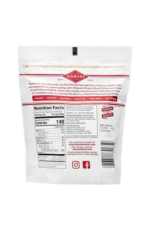 7.5 Diamond of California Original Glazed Walnuts + Nut Toppings, Ounce
