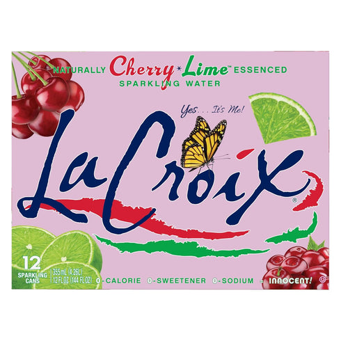 12 Oz, 12 Pack La Croix Water Sparkling Cherry Lime, Fl