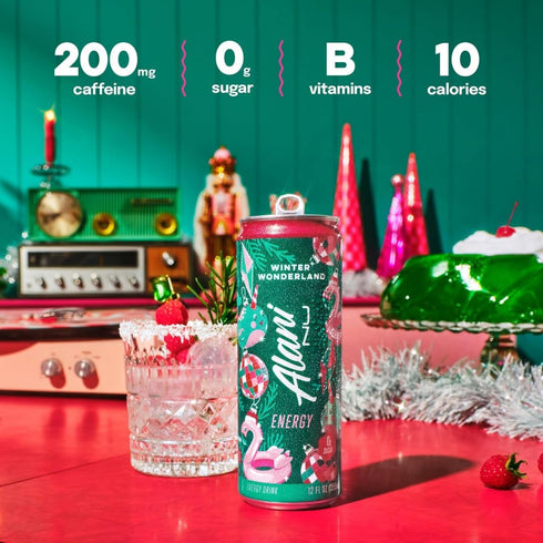 Generic 12 Oz (Pack 12) Alani Winter Wonderland Energy Drinks, sugar free, low calorie energy drinks, Fl Cans