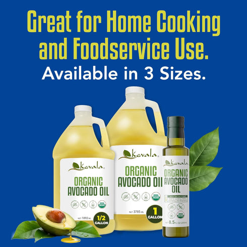 8.5 oz 250 ml Kevala Organic Avocado Oil - - - Cold Pressed - Avocado Oil for Cooking - Organic Vegetable - High Smoke